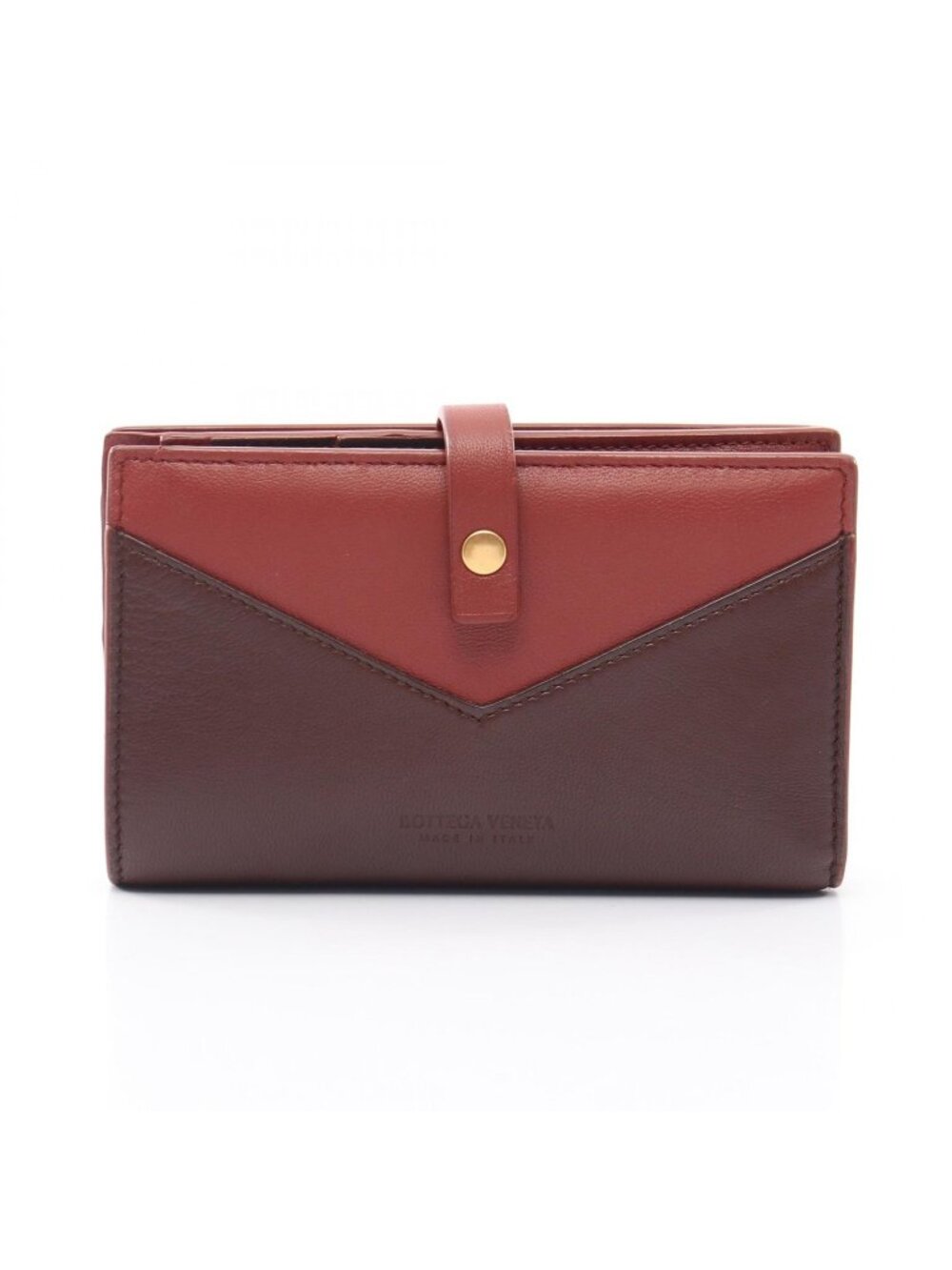 Bottega Veneta Bifold Wallet Dark Brown Red Leather